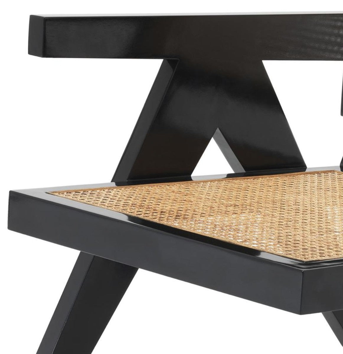 Designer Stuhl mit Armlehnen in schwarz / naturfarben 58 x 82 x H. 70 cm - Designermöbel