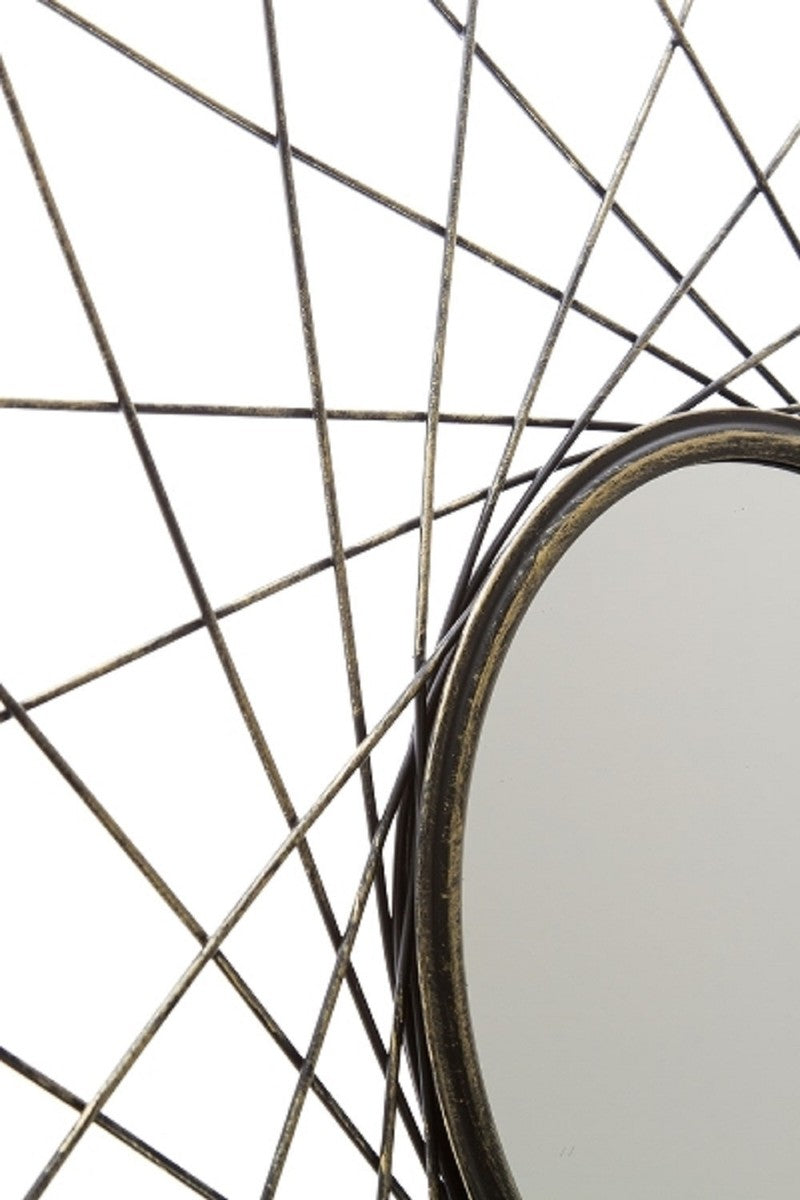 Designer Wandspiegel Antik Goldfarben Ø 60 cm - Designer Spiegel