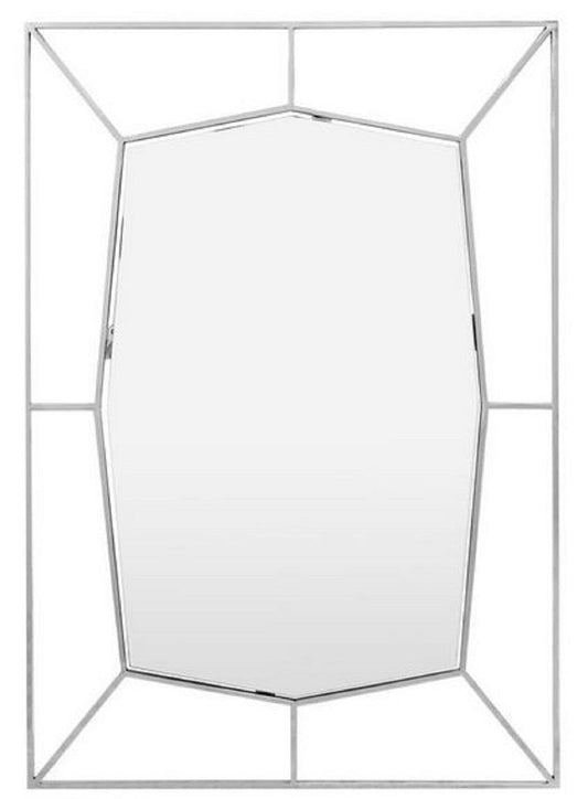 Designer Wandspiegel Silber 67 x H. 100 cm - Edelstahl Spiegel - Luxus Deko Accessoires