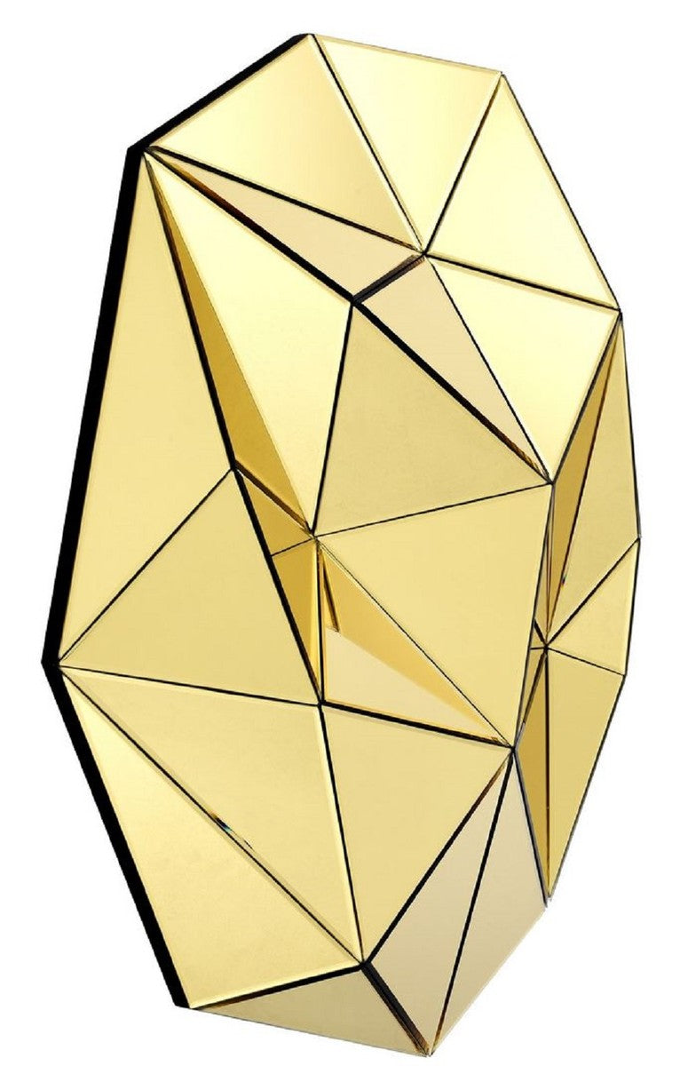 Designer Wandspiegel Gelb 100 x 13 x H. 100 cm - Luxus Spiegel - Wohnzimmer Spiegel - Luxus Qualität