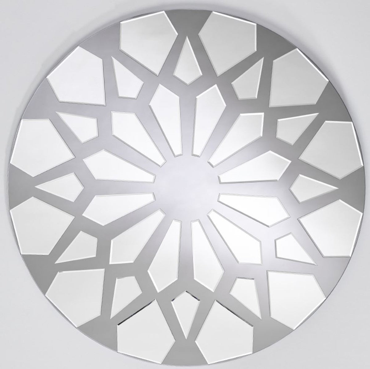 Designer Wandspiegel Grau Ø 100 cm - Moderner Design Spiegel - Garderoben Spiegel - Wohnzimmer Spiegel - Luxus Kollektion