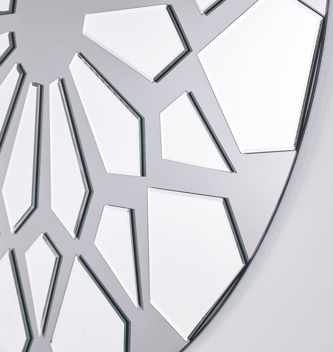 Designer Wandspiegel Grau Ø 100 cm - Moderner Design Spiegel - Garderoben Spiegel - Wohnzimmer Spiegel - Luxus Kollektion