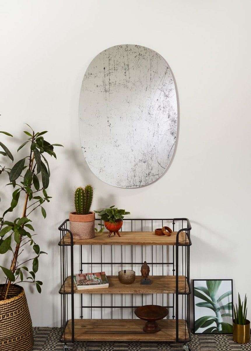 Designer Wandspiegel Schwarz 76 x H. 110 cm - Luxus Wohnzimmer Spiegel