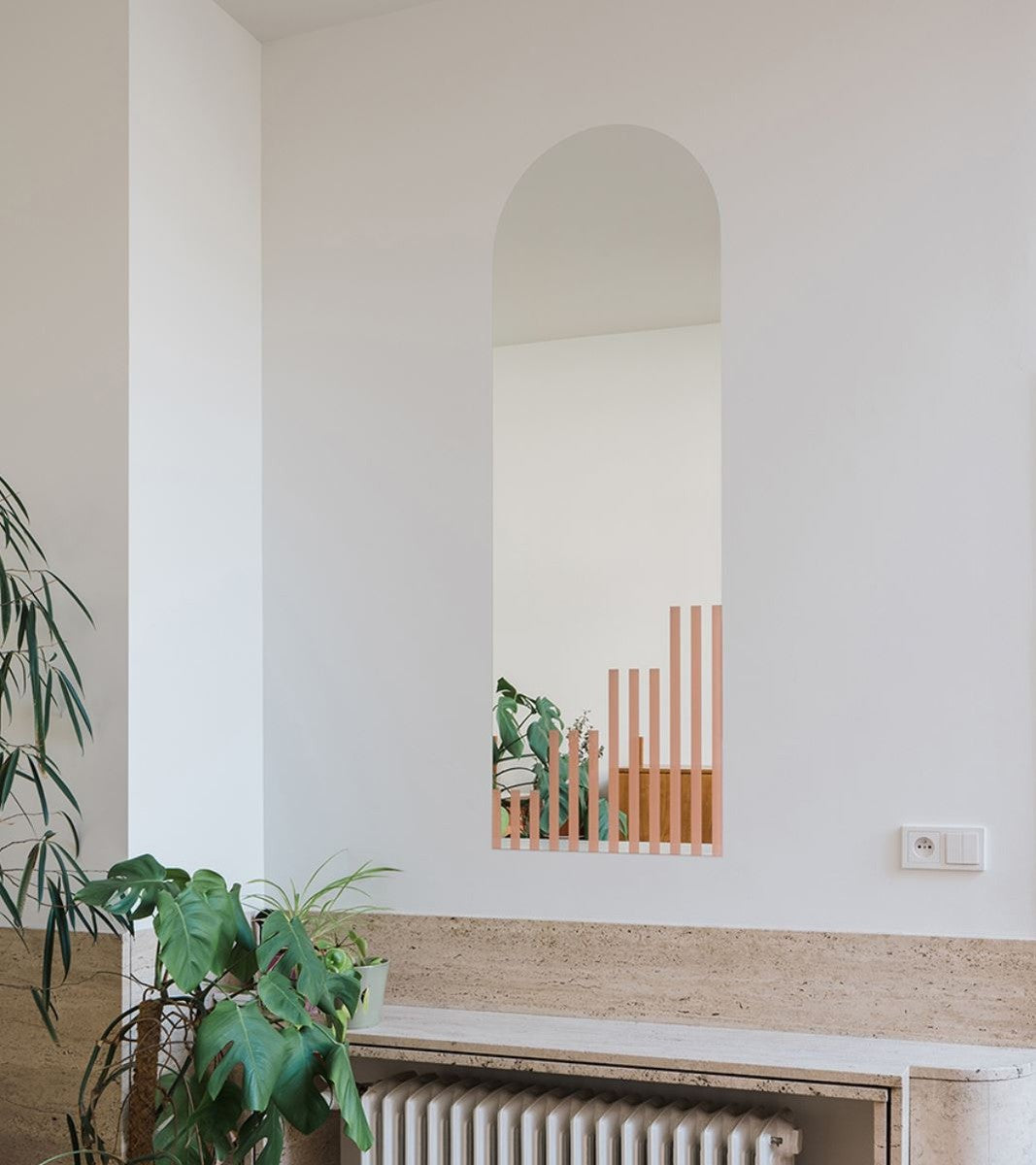 Designer Wandspiegel Hellrosa Streifen 50 x 1 x H. 150 cm - Wohnzimmer Spiegel - Schlafzimmer Spiegel - Garderoben Spiegel - Designer Möbel