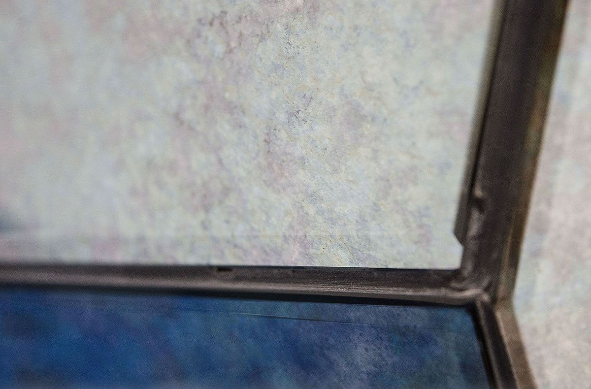 Designer Wohnzimmertisch / Beistelltisch mit antikem Spiegelglas 89 x 90 x H. 45 cm - Designer Kollektion