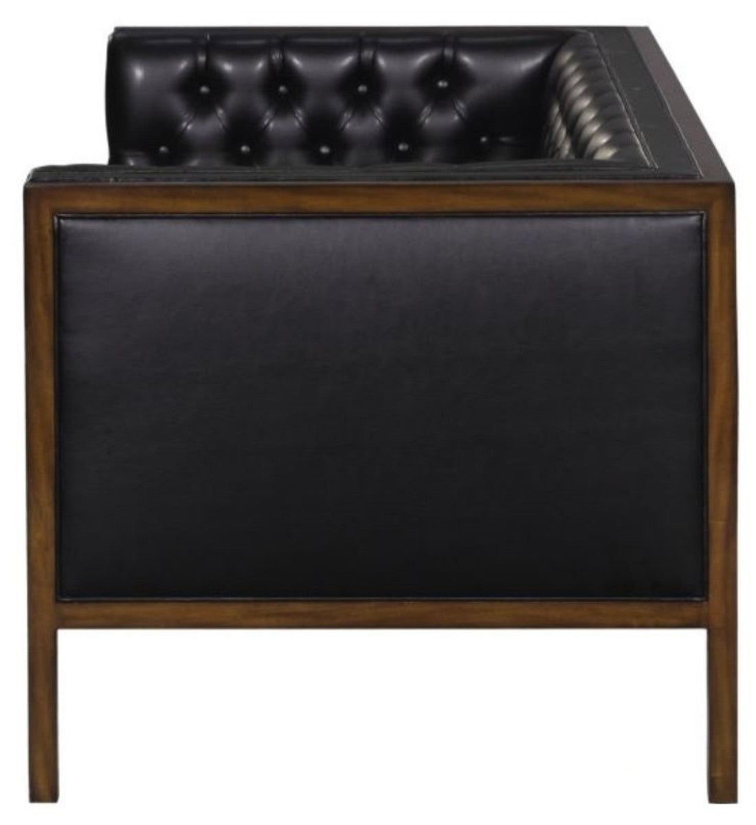 Chesterfield Echtleder 2-Sitzer Sofa Schwarz / Braun 143 x 78 x H. 71 cm - Hotel Möbel