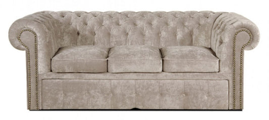3er Sofa Grau 210 x 100 x H. 78 cm - Luxus Chesterfield Schlafsofa