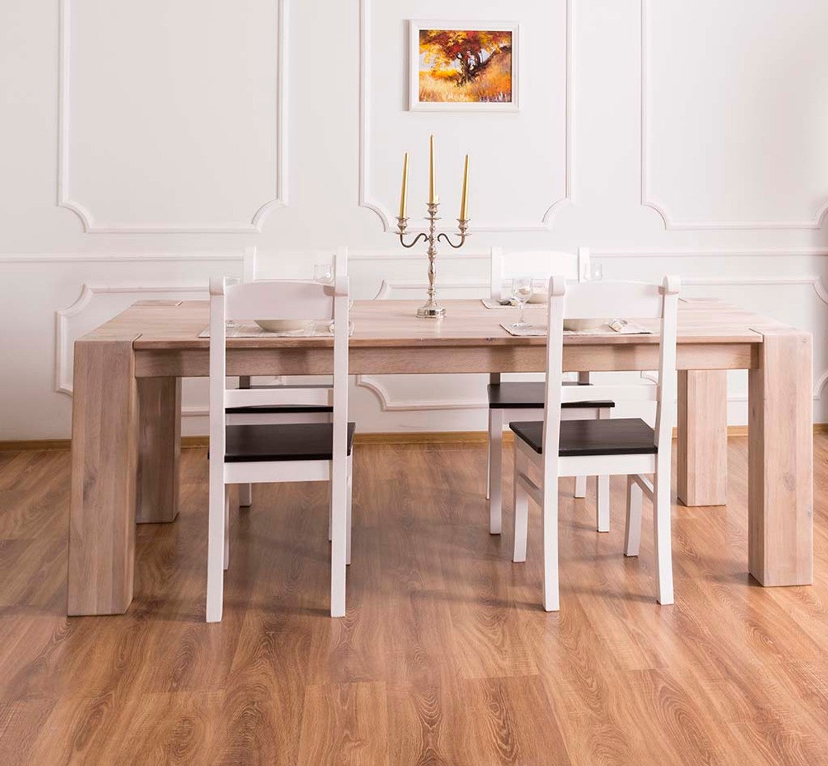 Massivholz Esstisch Naturfarben 220 x 90 x H. 78 cm - Luxus Qualität