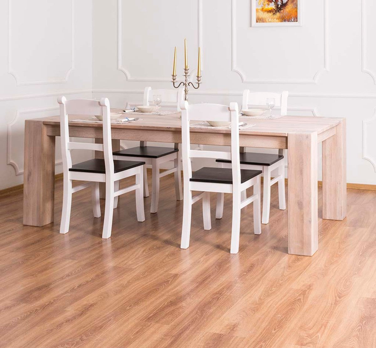 Massivholz Esstisch Naturfarben 220 x 90 x H. 78 cm - Luxus Qualität