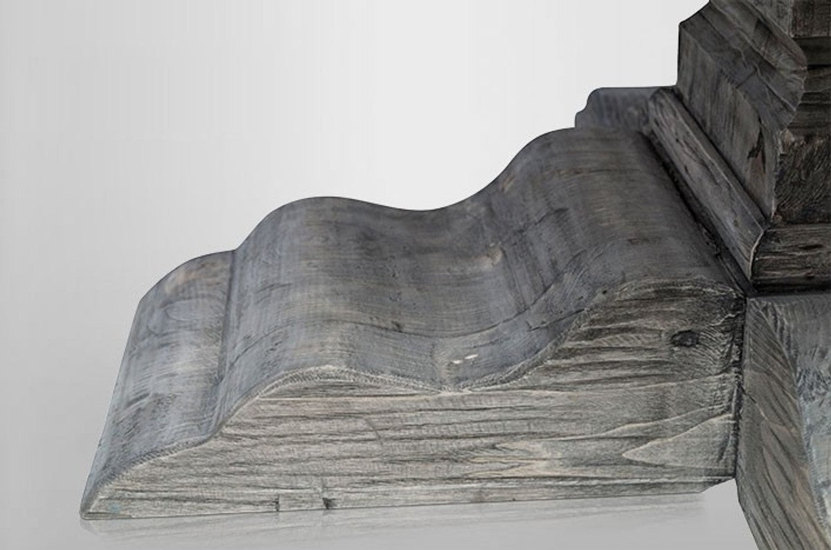 Landhaus Esstisch Rund Eiche Rustic Grey - Barock Stil Tisch Eiche Massiv