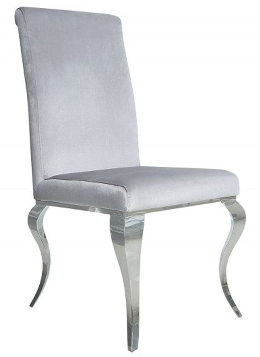 Esszimmer Stuhl Silbergrau / Silber - Designer Stuhl - Modern Barock
