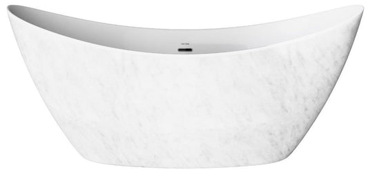 Freistehende Luxus Acryl Badewanne mit Marmoroptik Weiß 173 x 73 x H. 75 cm - Luxus Bad Accessoires - Luxus Kollektion