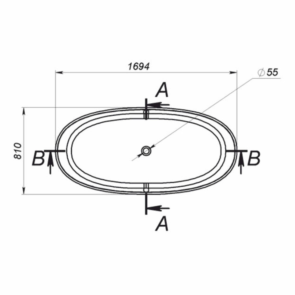 Freistehende Luxus Badewanne Hochglanz Weiß 169,4 cm - Badezimmer Möbel
