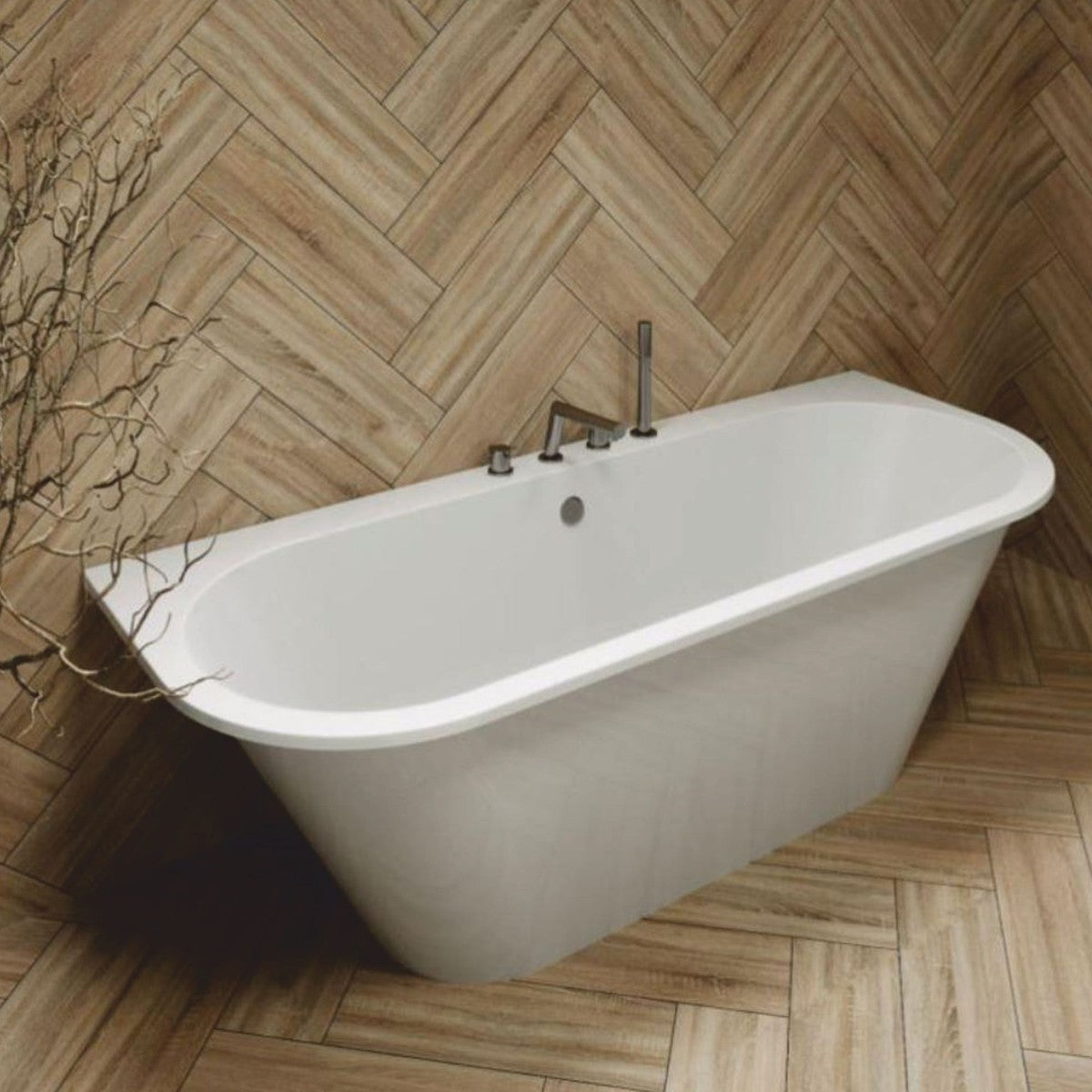 Freistehende Luxus Badewanne Hochglanz Weiß 170 cm - Badezimmer Möbel