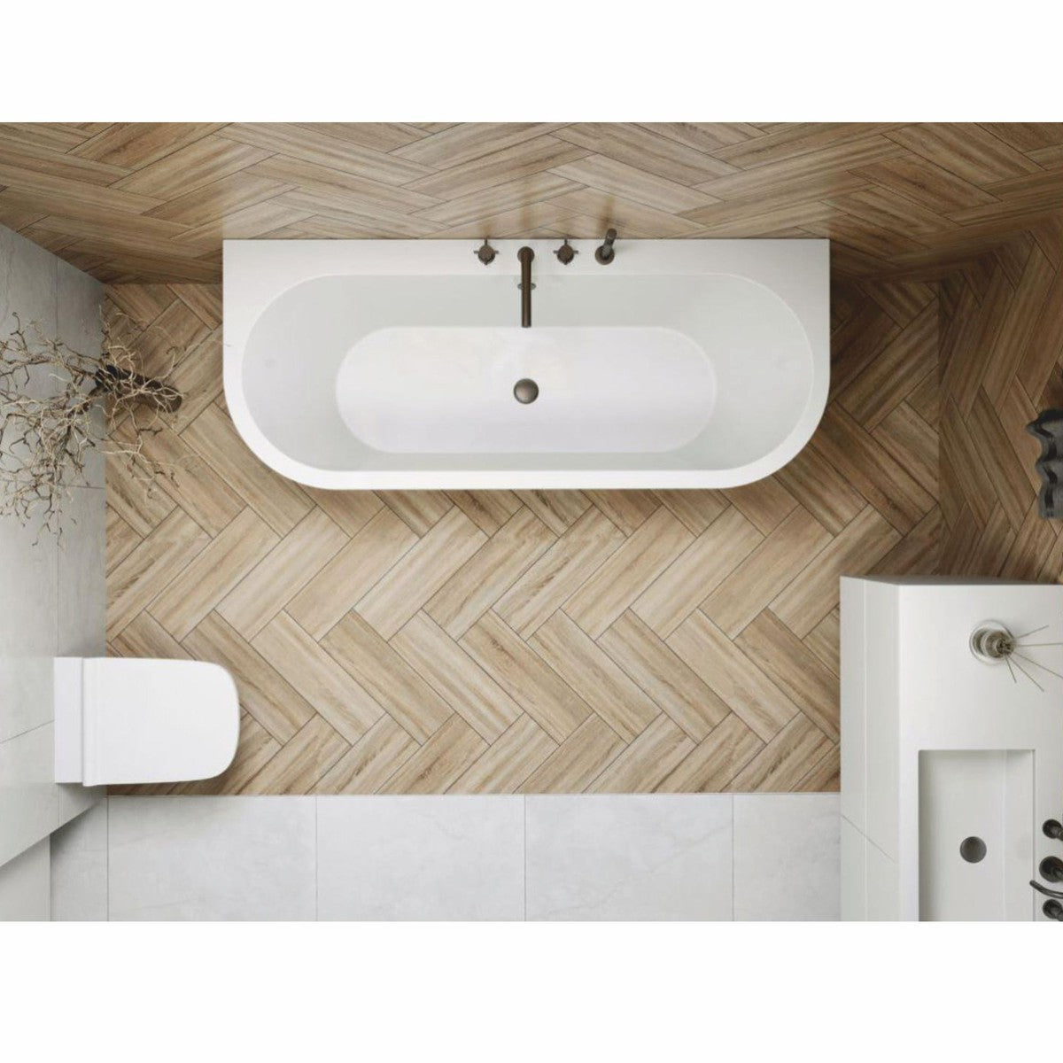 Freistehende Luxus Badewanne Hochglanz Weiß 170 cm - Badezimmer Möbel