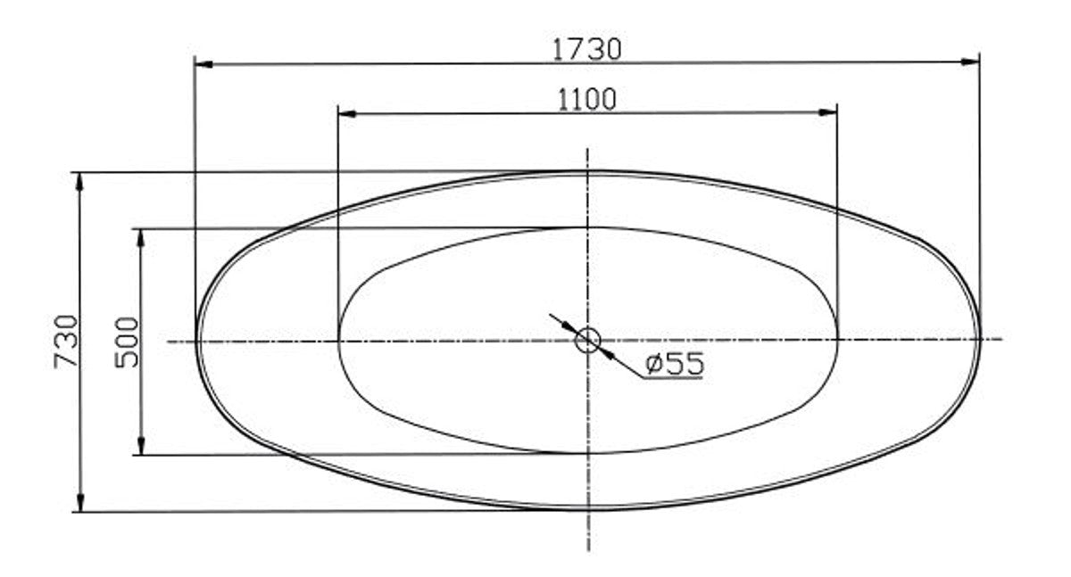 Freistehende Luxus Acryl Badewanne Schwarz / Weiß 173 x 73 x H. 75 cm - Luxus Bad Accessoires - Luxus Kollektion