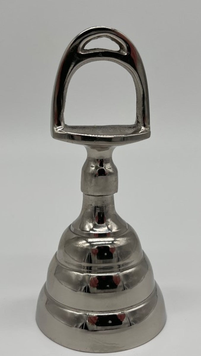 Handglocke Messing vernickelt Horsebit Ø 5.5 x H. 12.5 cm - Tischglocke - Service Glocke - Gastronomie Glocke - Hotel Glocke - Hotel & Gastronomie Deko Accessoires