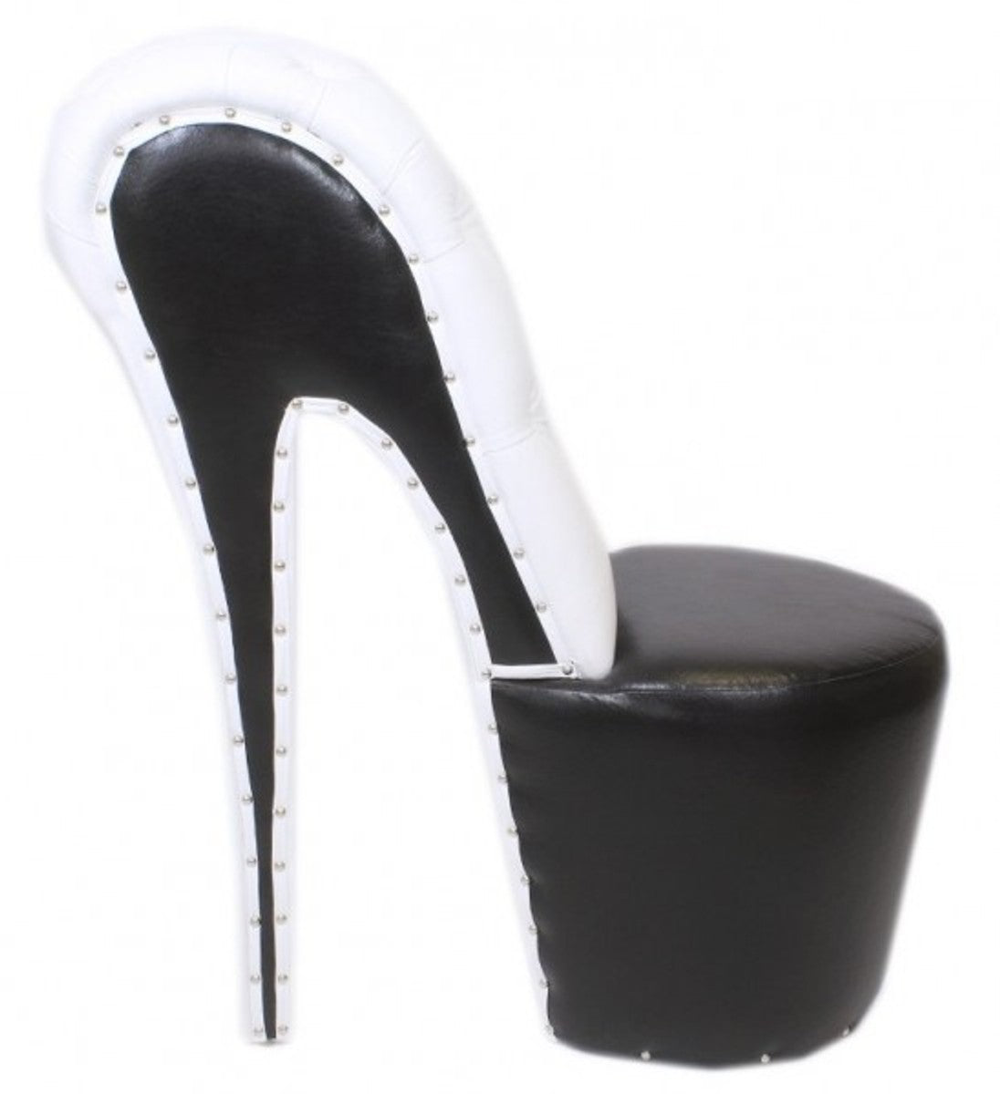 High Heel Sessel mit Dekosteinen Schwarz / Weiss Luxus Design - Designer Sessel - Club Möbel - Schuh Stuhl Sessel