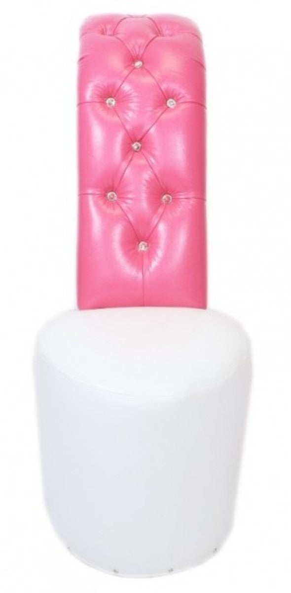 High Heel Sessel mit Dekosteinen Weiß / Rosa Luxus Design - Designer Sessel - Club Möbel - Schuh Stuhl Sessel