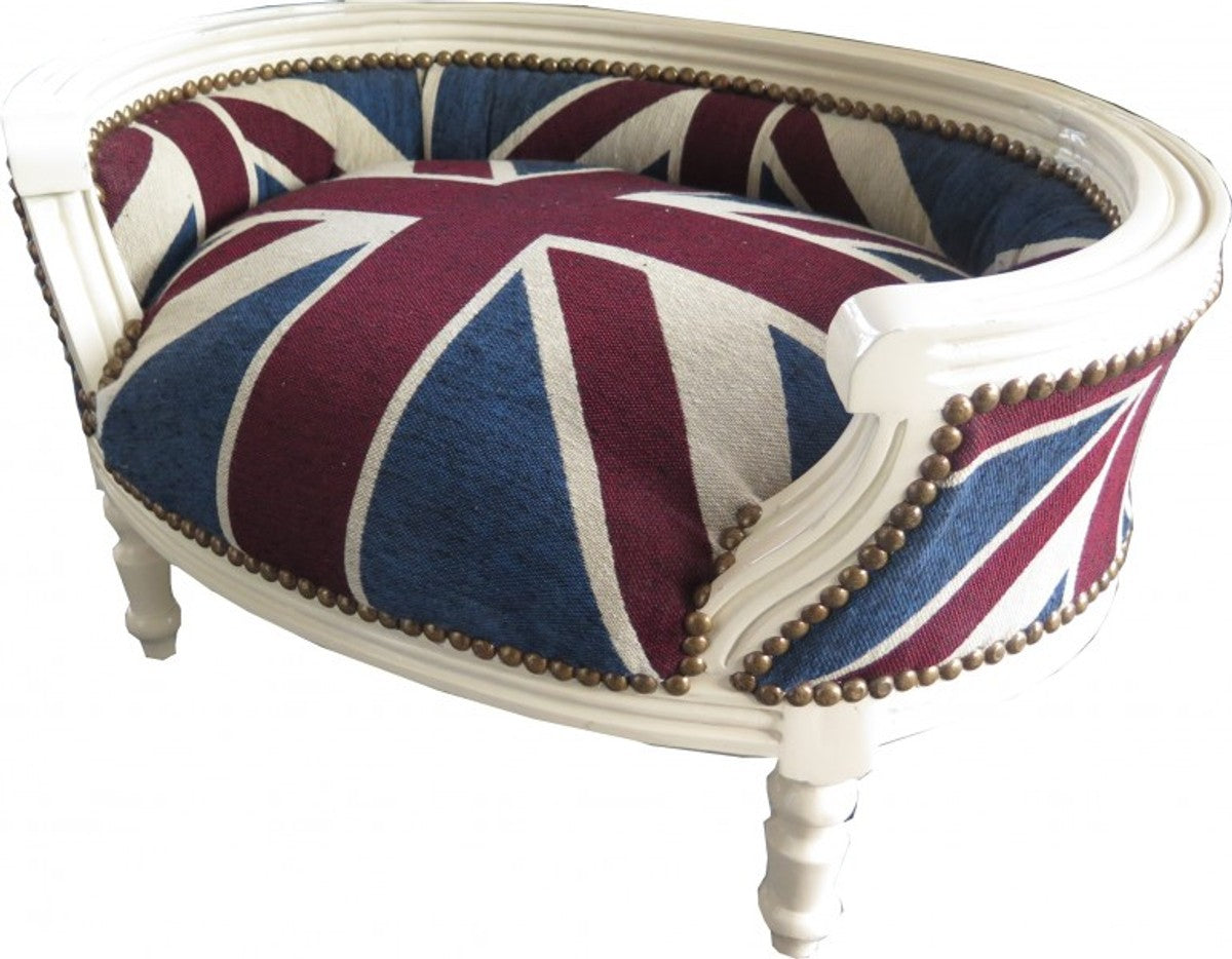 Barock Hunde & Katzen Sofa Union Jack / Creme - Hundebett & Katzenbett