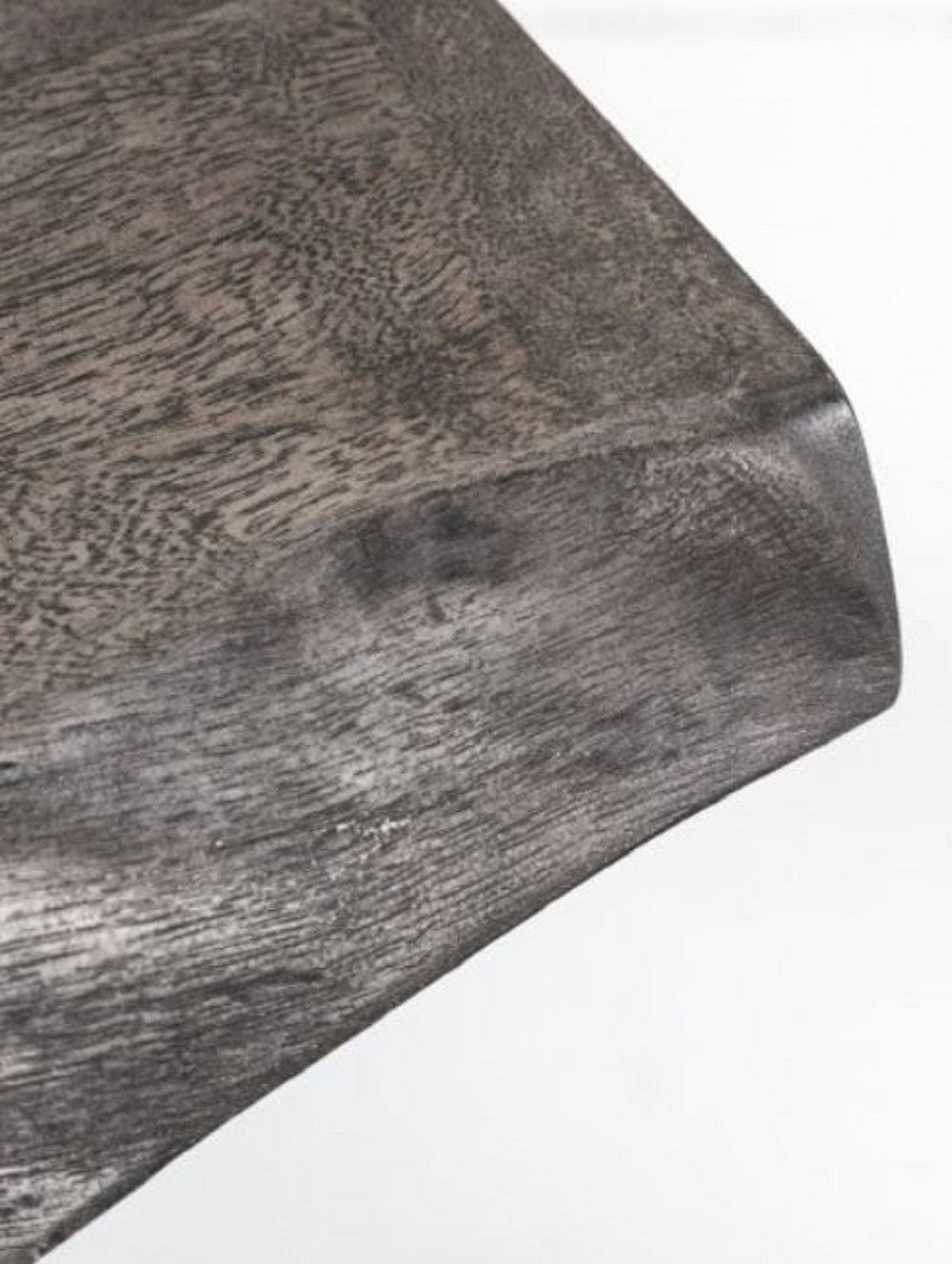 Industrial Design Beistelltisch Grau 43 x 35 x H. 46 cm - Industrie Stil Metall Tisch mit Massivholz Tischplatte - Industrial Design Möbel