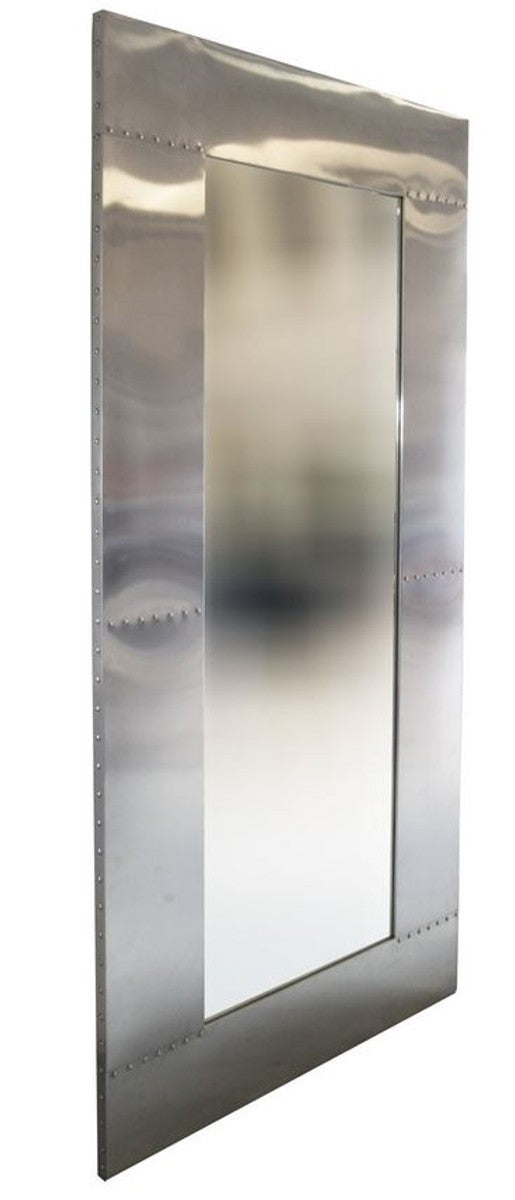 Flugzeug Design Auminium Wandspiegel 200 x 80 - Vintage Flieger Möbel Metall Spiegel