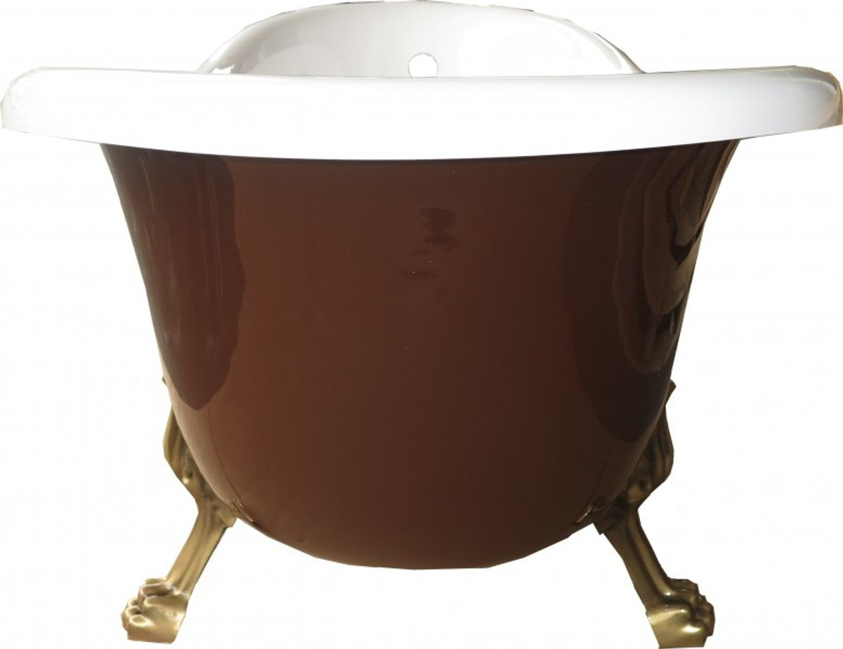 Freistehende Luxus Badewanne Jugendstil Roma Braun/Weiß/Altgold 1695mm von - Barock Badezimmer - Retro Antik Badewanne
