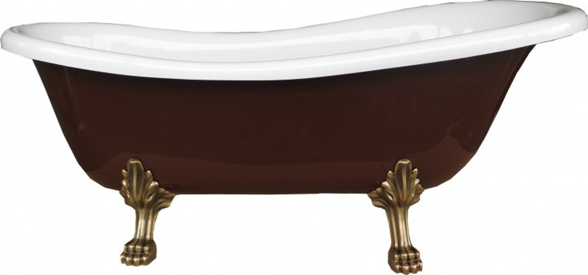 Freistehende Luxus Badewanne Jugendstil Roma Braun/Weiß/Altgold 1695mm von - Barock Badezimmer - Retro Antik Badewanne