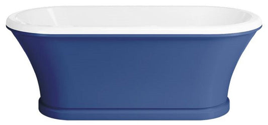 Jugendstil Badewanne Blau / Weiß 170 cm - Freistehende Retro Stil Badewanne