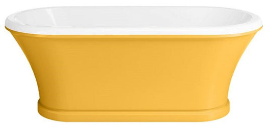 Jugendstil Badewanne Gelb / Weiß 170 cm - Freistehende Retro Stil Badewanne
