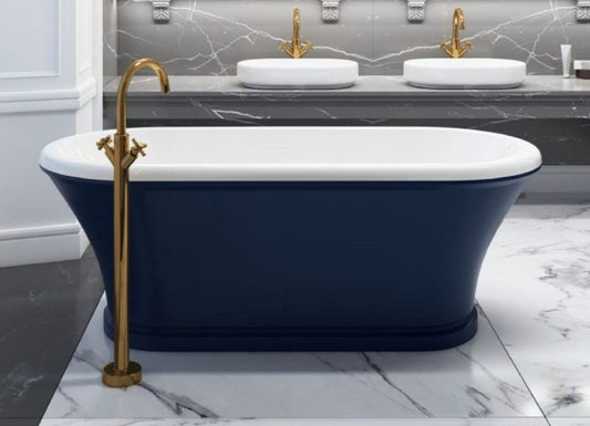 Jugendstil Badewanne mit Standarmatur Blau / Weiß / Messing 170 cm
