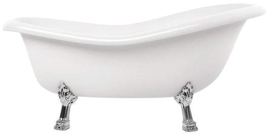 Jugendstil Badewanne Weiß / Silber 168 cm - Freistehende Retro Stil Badewanne