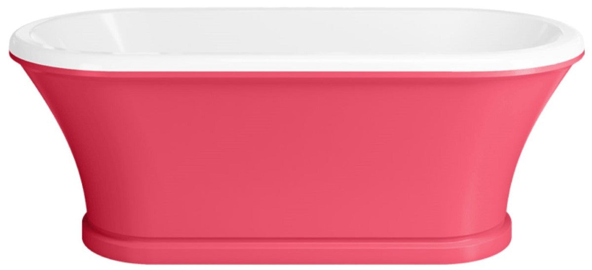 Jugendstil Badewanne Rosa / Weiß 170 cm - Freistehende Retro Stil Badewanne