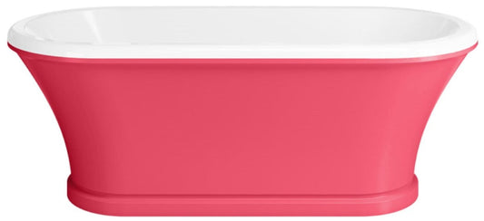 Jugendstil Badewanne Rosa / Weiß 170 cm - Freistehende Retro Stil Badewanne