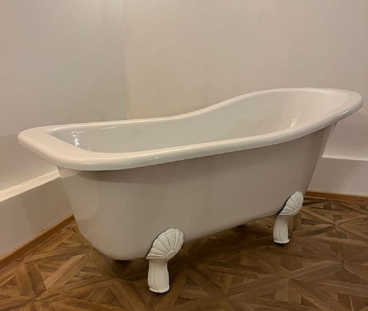 Jugendstil Badewanne Weiß / Weiß 170 cm - Freistehende Retro Stil Badewanne