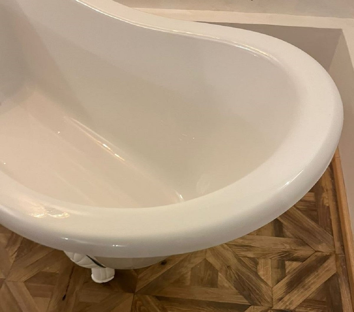 Jugendstil Badewanne Weiß / Weiß 170 cm - Freistehende Retro Stil Badewanne
