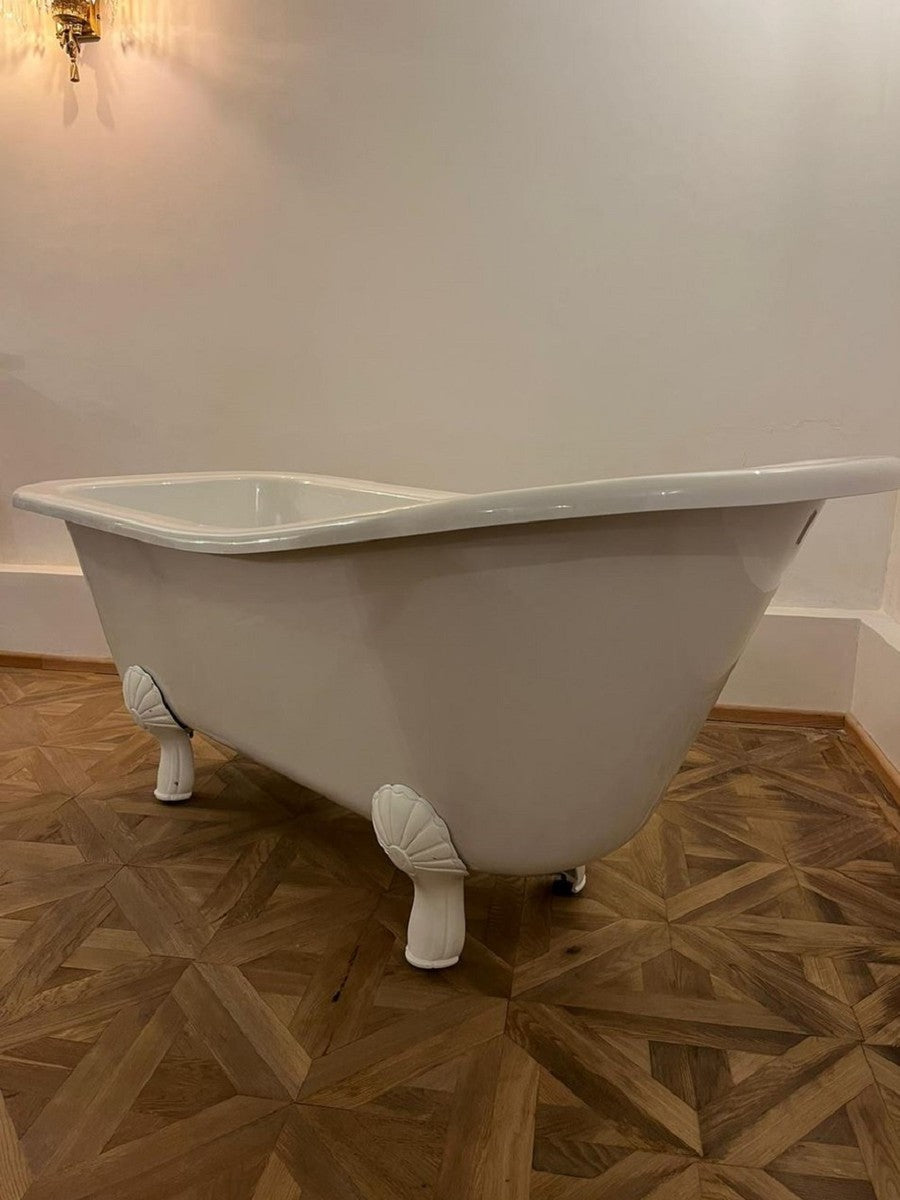 Jugendstil Badewanne Weiß / Weiß 170 cm - Freistehende Retro Stil Badewanne