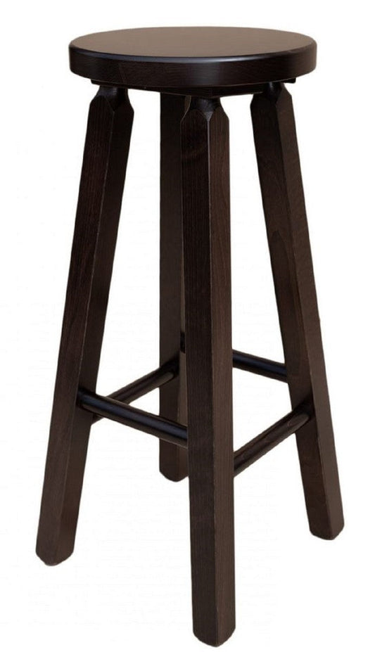 Landhausstil Massivholz Barhocker Dunkelbraun H. 80 cm - Bar Möbel