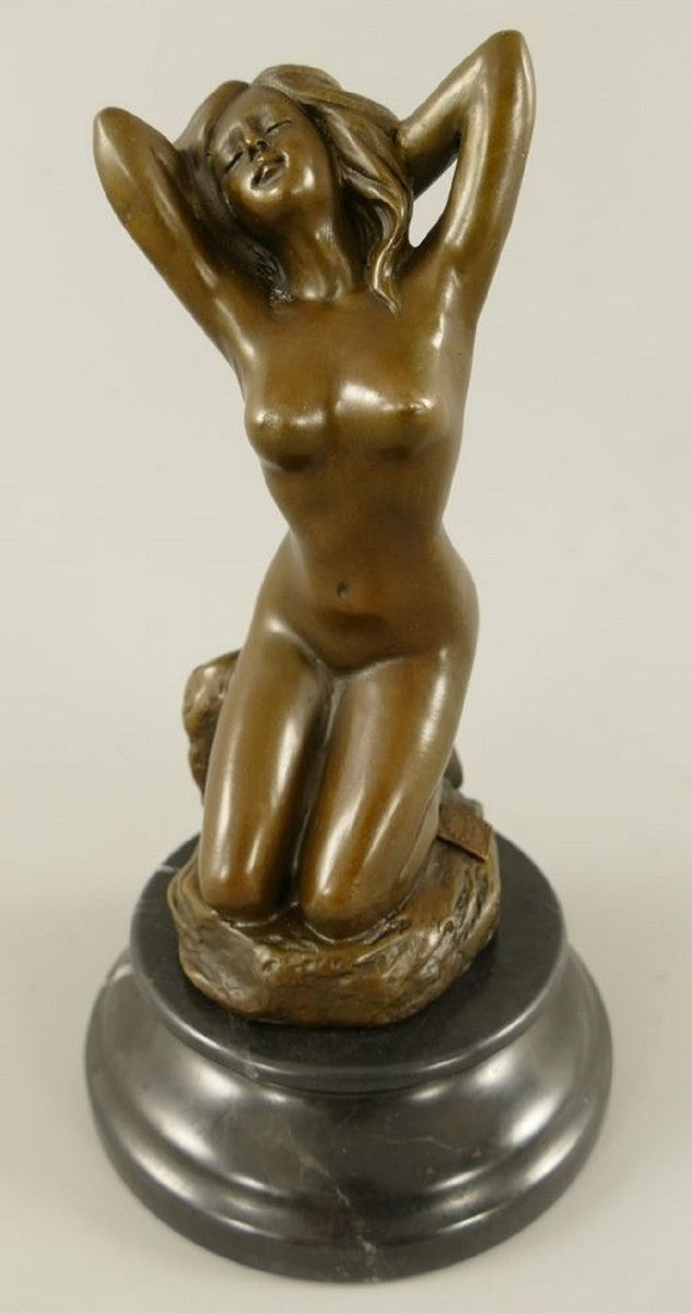 Jugendstil Bronze Deko Figur Frau Bronze / Schwarz H. 21 cm
