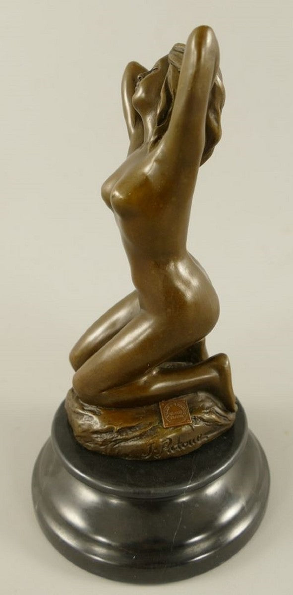 Jugendstil Bronze Deko Figur Frau Bronze / Schwarz H. 21 cm
