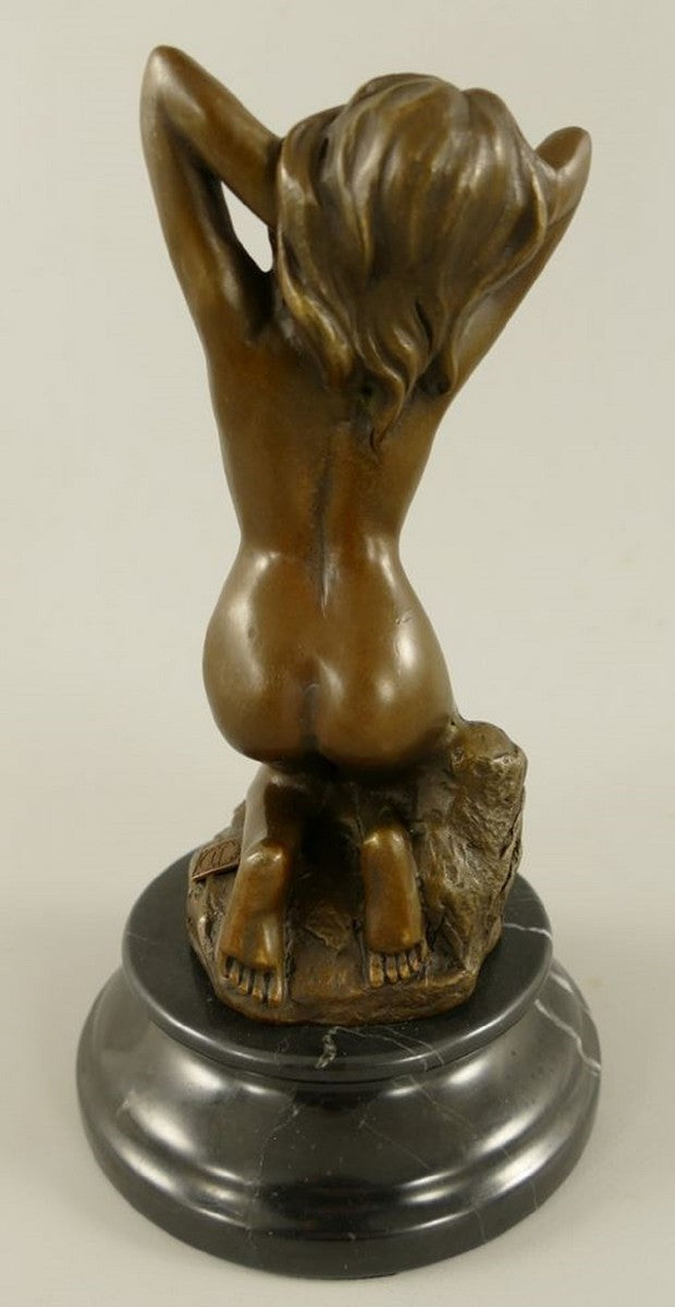 Jugendstil Bronze Deko Figur Frau Bronze / Schwarz H. 21 cm