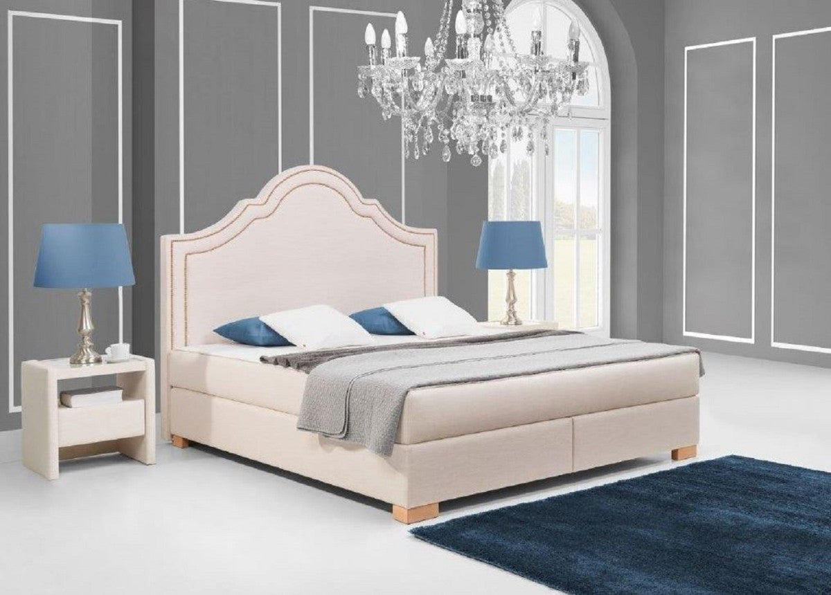 Jugendstil Doppelbett Rosa / Naturfarben - Verschiedene Größen - Jugendstil Massivholz Bett mit Kopfteil - Jugendstil Boxspringbett - Schlafzimmer Möbel im Jugendstil