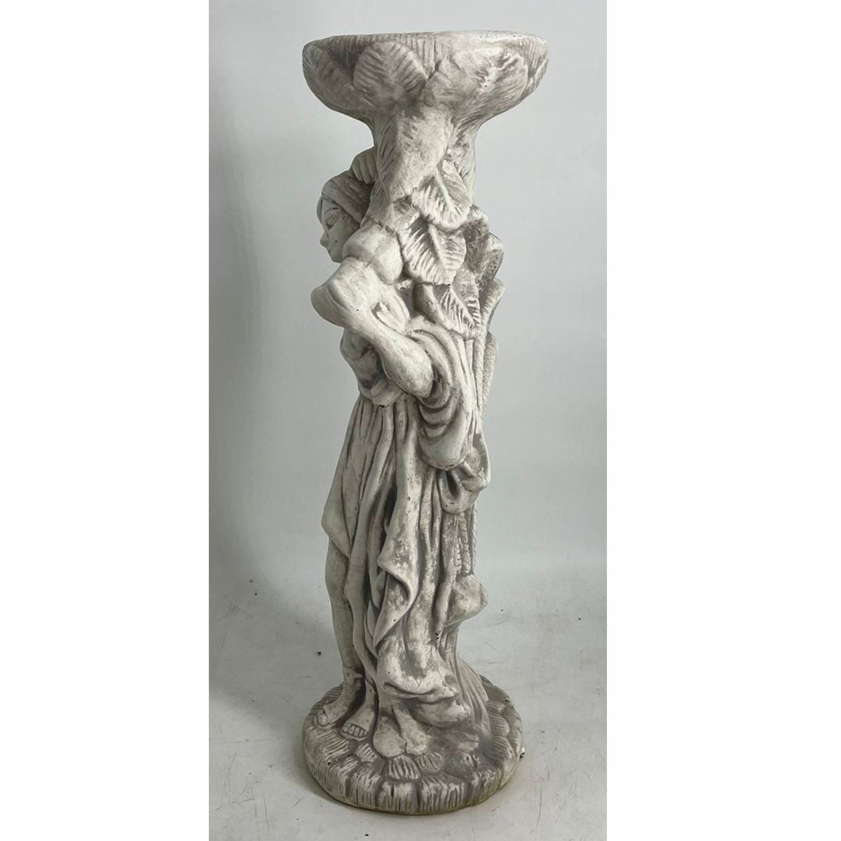 Jugendstil Garten Deko Beton Skulptur Frau mit Blumentopf Grau H. 60 cm