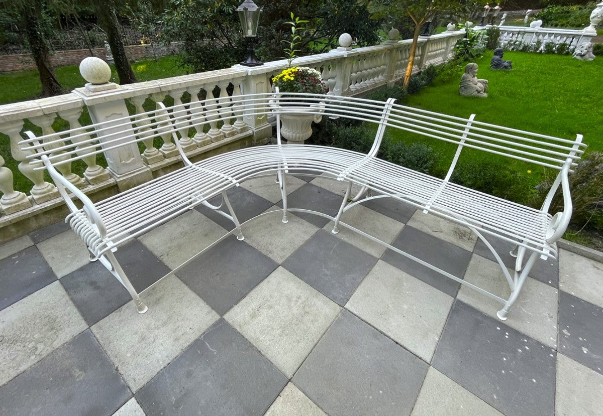 Jugendstil Gartenbank 250 x 210 x H. 90 cm - Gebogene Schmiedeeisen Bank - Jugendstil