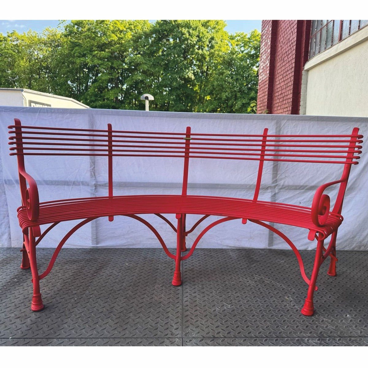 Jugendstil Gartenbank Rot 200 cm - Barock & Jugendstil Garten Möbel