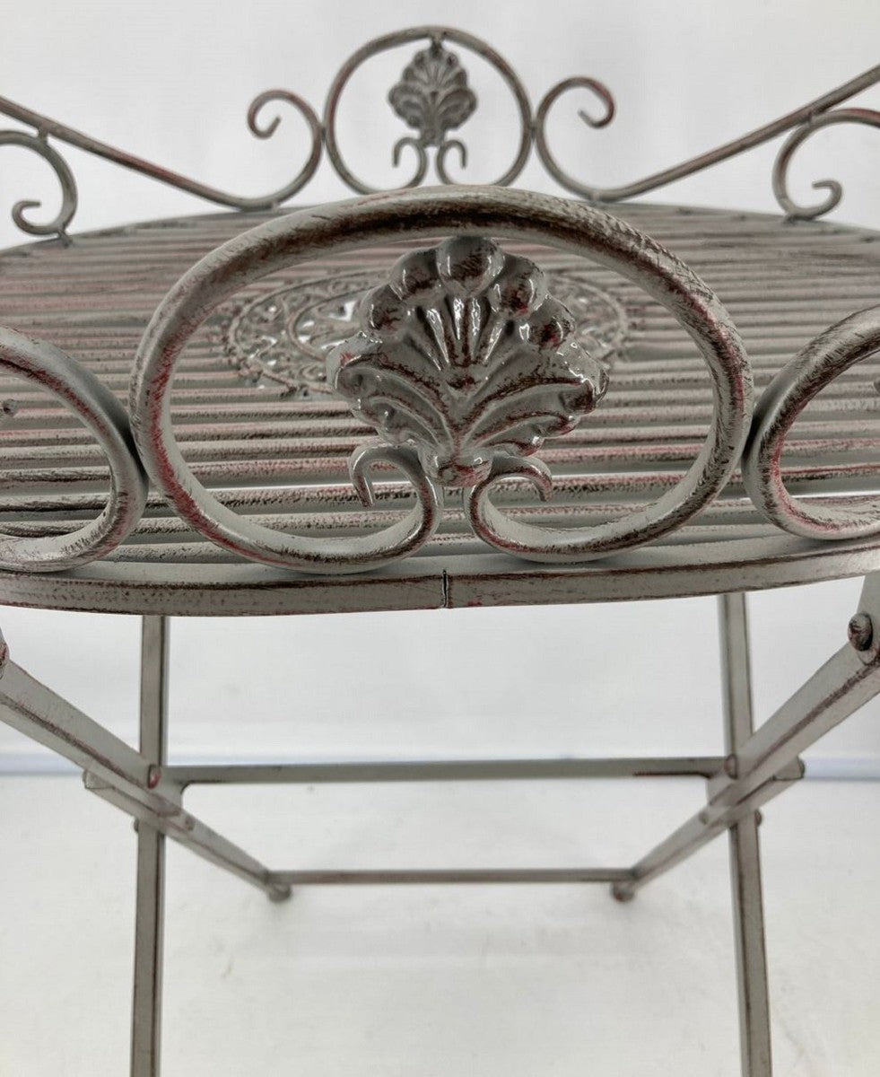Jugendstil Gartentisch Antik Grau 62 x 49 x H. 70 cm - Nostalgischer Metall Tisch - Nostalgische Metall Garten & Terrassen Möbel
