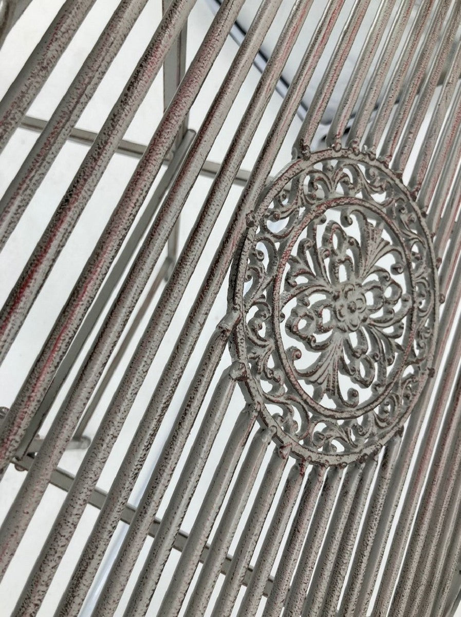 Jugendstil Gartentisch Antik Grau 62 x 49 x H. 70 cm - Nostalgischer Metall Tisch - Nostalgische Metall Garten & Terrassen Möbel