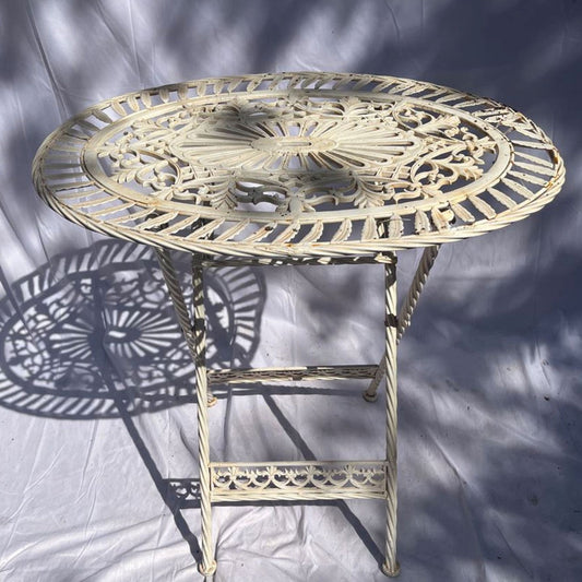 Jugendstil Gartentisch Creme 70 x 54 x H. 74 cm - Klappbarer Garten Esstisch