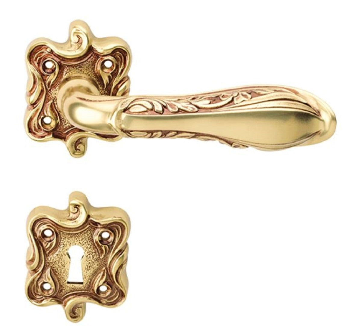 Jugendstil Türgriff Set Französisches Gold 14,8 x H. 6,8 cm - Barock & Jugendstil Türklinken
