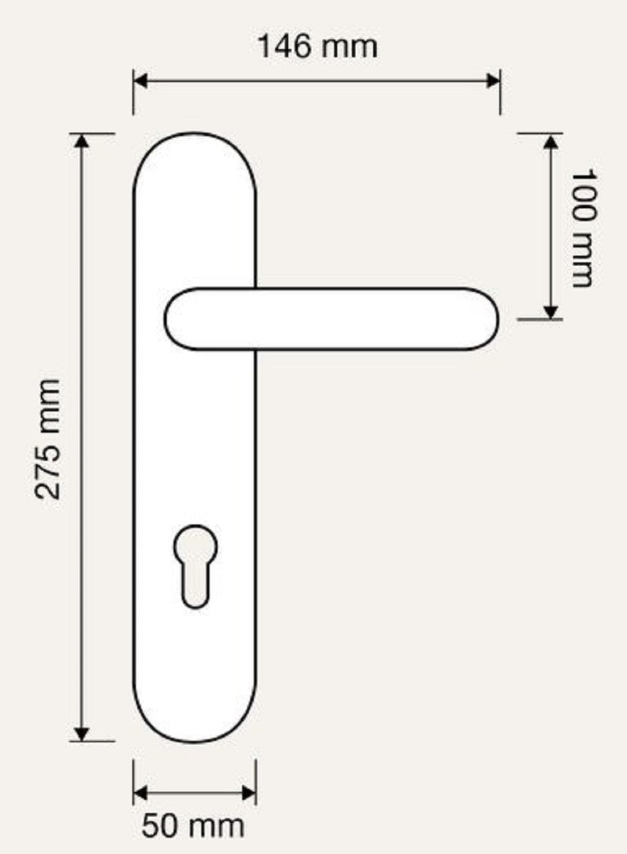 Jugendstil Türklinken Französisches Gold 14,6 x H. 27,5 cm - Messing Türgriff Set im Jugendstil